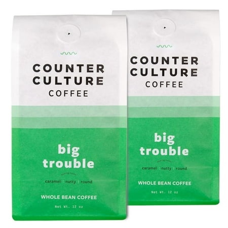 Big Trouble - Medium Roast  Sustainably Sourced  Kosher  Whole Bean Coffee - Nutty  Caramel  and Chocolate Flavors - 12Oz (2 Bags)