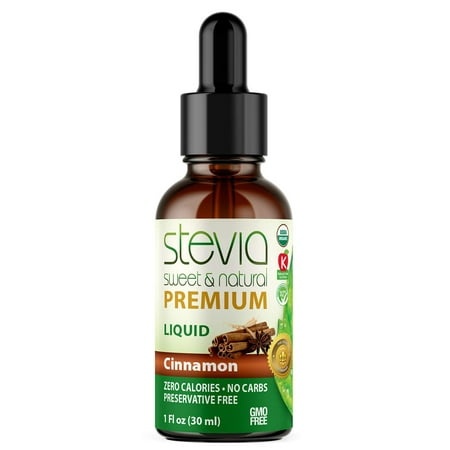 Cinnamon Stevia Drops | Organic Liquid Stevia | Best Sugar Substitute | 100% Pure Extract | All Naturally Sweet | Non-Bitter  0 Calorie  NON-GMO  Diab