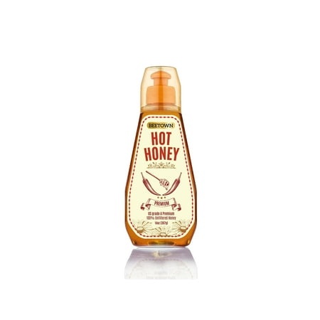 US Grade a Premium 100% Pure All-Natural Unfiltered Hot Honey 14 OZ Sweet and Spicy Easy Pour Bottle Infused with Chili Peppers Shelf Stable
