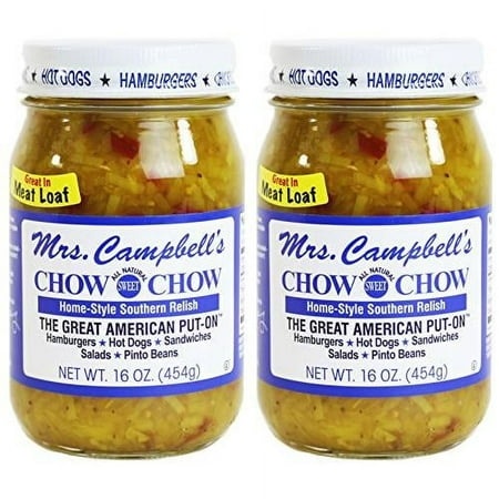 All Natural Sweet Southern Chow Chow Relish  16 Oz Glass Jar (Pack of 2)