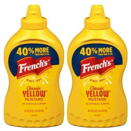 French S Classic Yellow Mustard  20 Oz  Pack of 2  Bundled with V2U Utensils