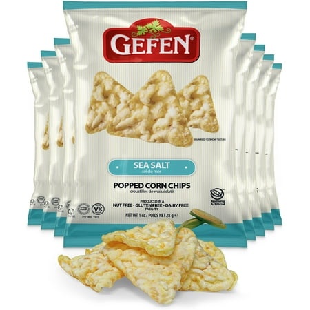 Gefen Popped Corn Chips SE33 with Sea Salt  1oz (8 Pack) | Gluten Free | Healthy Snacking | Nothing Artificial | Snack Bag