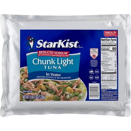 StarKist Reduced Sodium Chunk Light Tuna in Water - 43 Oz Pouch (Pack of 6)