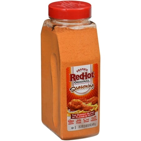 Frank S RedHot Original Seasoning  SE33 21.2 Oz - One 21.2 Ounce Container of Hot Sauce Seasoning Blend of Savory Garlic and Spicy Cayenne Pepper  Per
