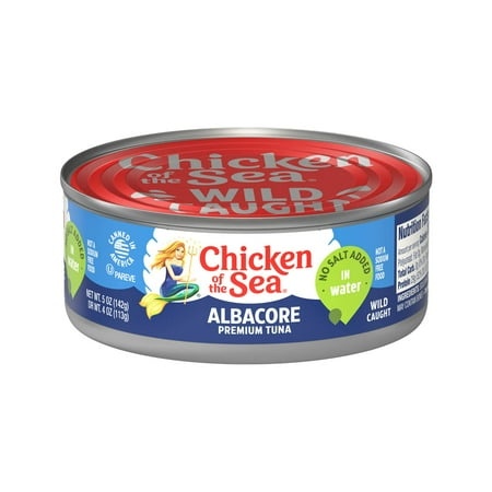 Chicken of the Sea Solid White Albacore Tuna in Water  No Salt Added  Wild Caught Tuna  5-Ounce Can (Pack of 1)