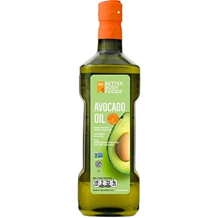 BetterBody Foods Refined Non-GMO Cooking Oil  Kosher  Keto and Paleo Diet Friendly  for High-Heat Cooking  100% Pure Avocado Oil  1 Liter  33.8 Fl Oz