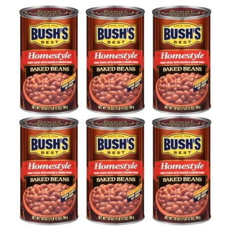 Bush S Best Baked Beans  Canned Homestyle Baked Beans  28 Ounce (Pack of 6)