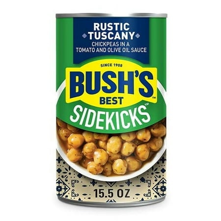 Bush S Best Garbanzos Chickpeas  Rustic Tuscany Flavor  Source of Plant Based Protein and Fiber  Low Fat  Gluten Free  15.5 Oz