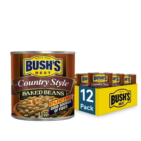 Bush S Best Baked Beans  Country Style with Bacon and Brown Sugar  8.3 Oz (Pack of 12)