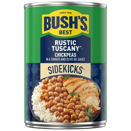 BUSH S BEST 15.5 Oz Canned Rustic Tuscany Chickpeas  Source of Plant Based Protein and Fiber  Low Fat  Gluten Free  (Pack of 12)