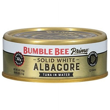 Bumble Bee Prime Solid .. White Albacore Tuna in .. Water  5 Oz Can .. - Premium Wild Caught .. Tuna - 31g Protein .. per Serving - Non-GMO .. Project