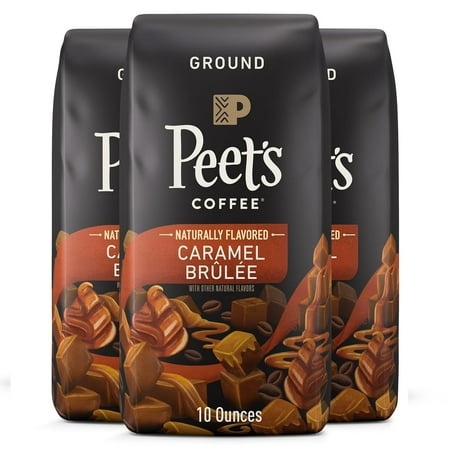 Peet S Flavored Coffee  Caramel Brulee Ground Coffee  30 Ounces (Three Bags of 10oz)  Light Roast