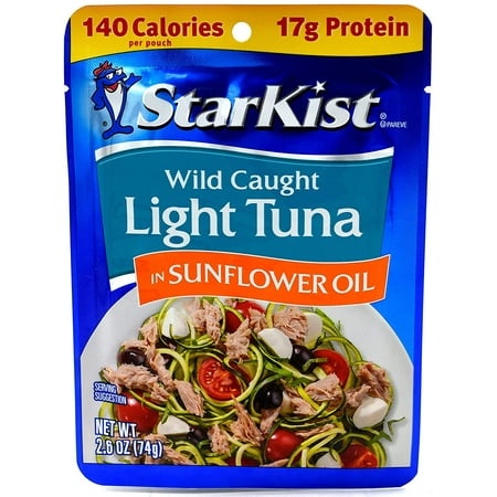 Starkist Chunk Light Tuna in Sunflower Oil  2.6-Ounce Pouch (Pack of 6)