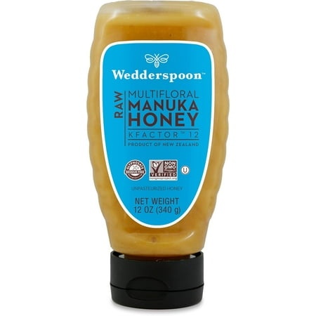 Wedderspoon Raw Premium Manuka Honey  KFactor 12  12 Oz  Unpasteurized  Genuine New Zealand Honey  Non-GMO Superfood  Traceable from Our Hives to Your