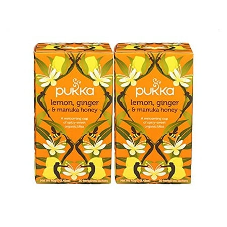 Pukka Herbal Teas Tea - Organic - Lemon Ginger and Manuka Honey - 20 Bags - Case of 6