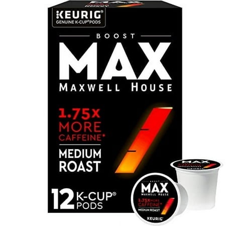 MAX by Maxwell House .. Boost Keurig K Cup .. Coffee Pods 1.75x Caffeine .. (12 Count)