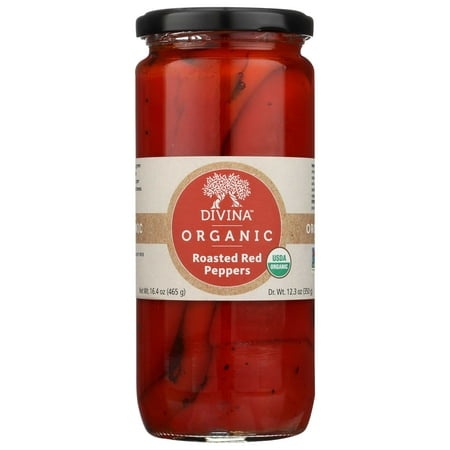 Divina Sweet Red Fire Roasted Pepper  12.3 Ounce -- 6 per Case