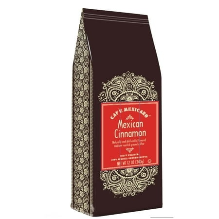 Café Mexicano Coffee  Mexican Cinnamon Flavored  100% Arabica Craft Roasted Ground Coffee - 12 Ounce