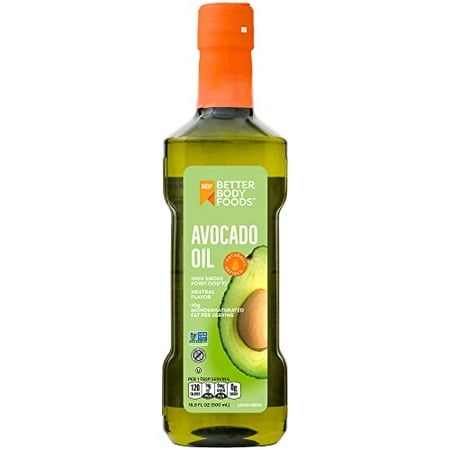 BetterBody Foods Refined Avocado Oil  Non-GMO Cooking Oil  Kosher  Keto and Paleo Diet Friendly  for High-Heat Cooking  Frying  Baking  100% Pure Avoc