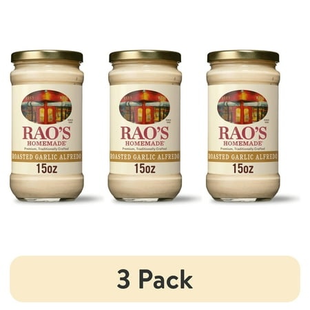 (3 Pack) Rao S Homemade Roasted Garlic Alfredo Sauce  Pasta Sauce with Parmesan and Romano Cheese  15 Oz