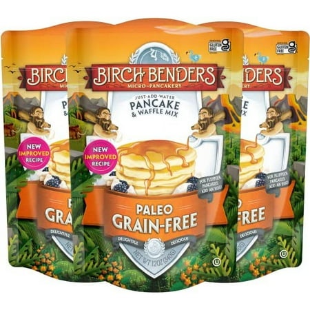 Paleo Pancake and Waffle Mix by Birch Benders  Made with Cassava  Coconut  Almond Flour  Just Add Water  12 Ounce (Pack of 3)