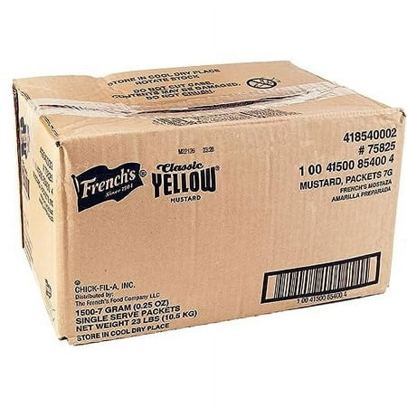 French S Classic Yellow Mustard .. Packets  1500 Count - .. One 1500 Count Individual .. Yellow Mustard Packets  Perfect .. Single-Serve Size for Deli