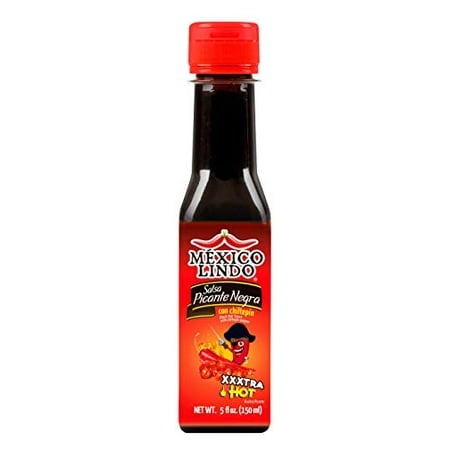 Mexico Lindo Picante Negra Xxxtra Hot Sauce | Scoville Unit Level 80 000 | Sugar Free | 5 Fl Oz Bottles (Pack of 3)