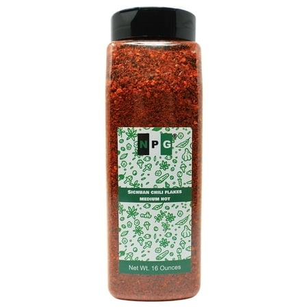 NPG Authentic Sichuan Chili Flakes 1LB 16 Ounces  Medium Hot  Szechuan Crushed Red Pepper Flakes Powder Bulk  Spice Seasoning for Making Kimchi  Chili