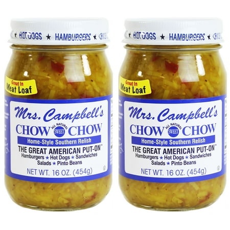 Mrs. Campbell S All Natural Sweet Southern Chow Chow Relish  16 Oz Glass Jar (Pack of 2)
