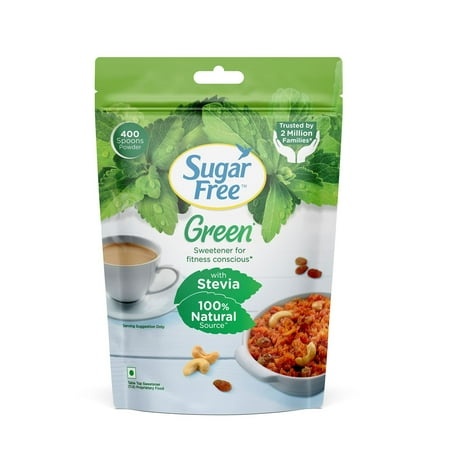 Aelona Sugar Free Green Stevia Pouch 400 G |100% Plant Based Natural Sweetener | Equivalent to Sweetness from 1Kg Sugar | 100% Natural Stevia Leaves| 