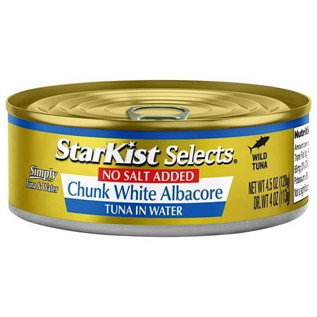 Selects No Salt Added Chunk White Albacore Tuna in Water - 4.5 Oz Can (Pack of 12)