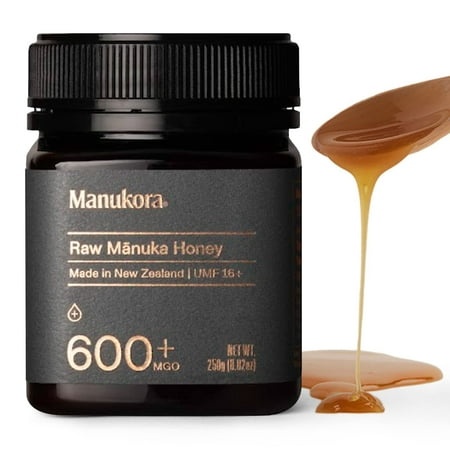 Raw Manuka Honey MGO 600+ from New Zealand  Non-GMO  Monofloral  Traceable from Hive to Hand  Daily Immune Support - 250g (8.8 Oz)