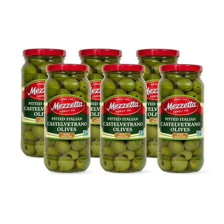 Pitted Italian Castelvetrano Olives | Non-GMO  Gluten   Keto | 8 Ounce Drained Weight Jar (Pack of 6)