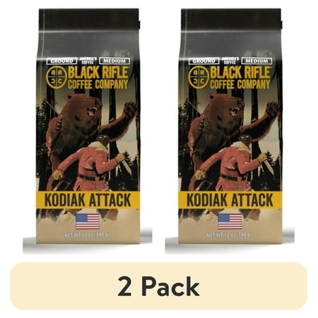 (2 Pack) Black Rifle Coffee Company Kodiak Attack  Medium Roast  Ground Coffee  12 Oz