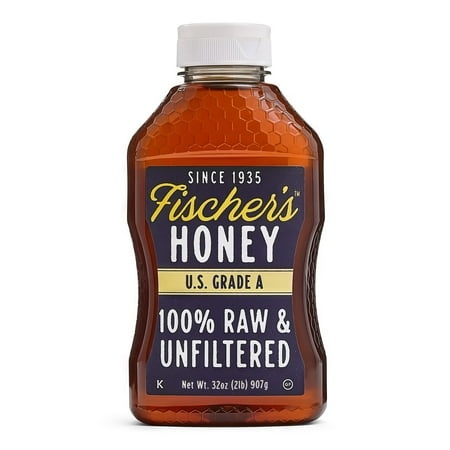 Fischerâ€™s 100% Pure Local Raw Honey- Unfiltered Wildflower Honey & Sweet Clover Blend- All-Natural Sweetener- Rich Flavor Profile  Packed with 