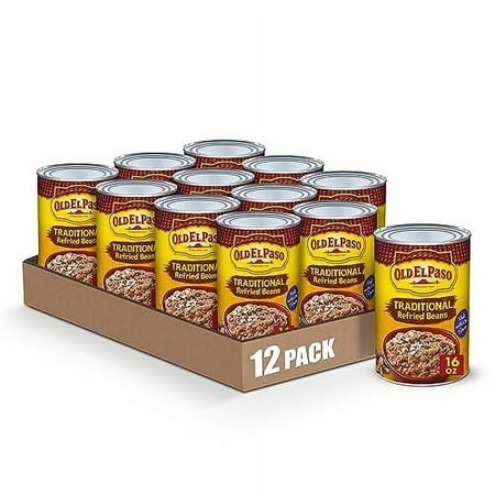 Old El Paso Traditional Canned Refried Beans  16 Oz. (Pack of 12)