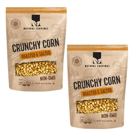 Natural Craving Salted and Roasted Corn Nuts - Original Toasted Corn Kernels in Resealable Bag - Crunchy Snack (Corn Nuts X2)