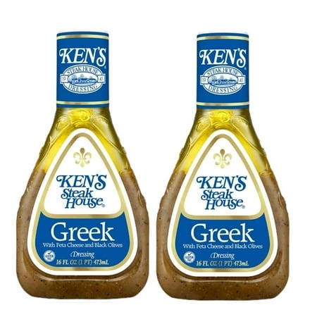 Ken S Steak House Greek W/Feta Cheese Salad Dressing  16 Oz Bottle  Pack of 2