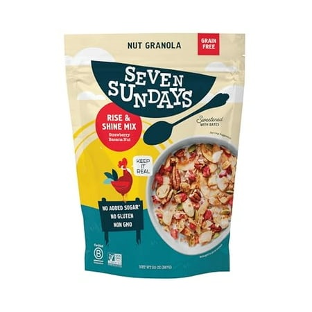 Seven Sundays Nut Granola Cereal  Rise & Shine Strawberry Banana Nut  20 Oz Bag  Grain & Gluten Free  5g Protein  5g Net Carbs  Keto Friendly