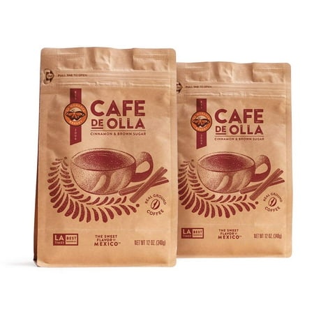 Café De Olla Ground Coffee  12 Ounce (Pack of 2)  Cinnamon and Brown Sugar Spiced Mexican Dark Roast Coffee by