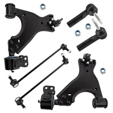 BOXI 6pcs Front Lower Control Arms Tie Rod Ends for Buick Enclave 08-17 / Chevy Traverse 09-17 / GMC Acadia 07-16 / GMC Acadia Limited 2017 / for Satu