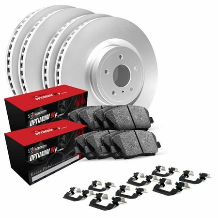 R1 Concepts Front Rear Brakes and Rotors Kit |Front Rear Brake Pads| Brake Rotors and Pads| Optimum OEp Brake Pads and Rotors |Hardware Kit WDUH2-4804
