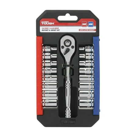 Hyper Tough 19 Piece 1/4 Inch Drive Ratchet and Socket Set
