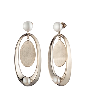 Carolee Golden Hour Sculptural Large Double Drop Earrings with Freshwater Pearl Gold/White One Size-