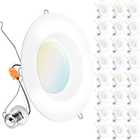 HAOFEI 24 Pack 5CCT Retrofit LED Recessed Lighting 6 Inch  3000K/4000K/5000K/6000K/6500K Selectable  Dimmable Can Lights  Smooth Trim  13W=75W  965LM 