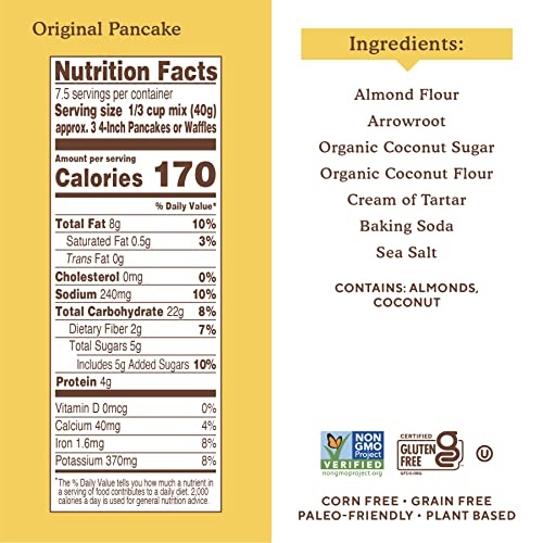 Simple Mills Almond Flour Pancake & Waffle Mix, Original - Gluten Free, Plant Based, Paleo Friendly, Breakfast 10.7 Ounce (Pack of 3) thumbnail