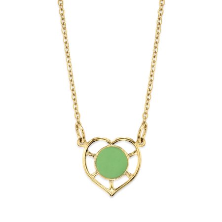 1928 Jewelry 14K Gold Dipped Heart with Small Round Circle Enamel Pendant Necklace for Women 16  (Green)