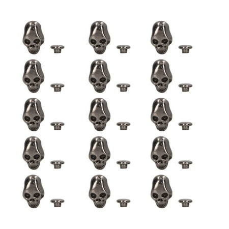 2024 150 Sets Skull Rivets Punk Style DIY Ghost Head Rivets Leather Craft Decoration for Shoes Clothing Bags Silver Black