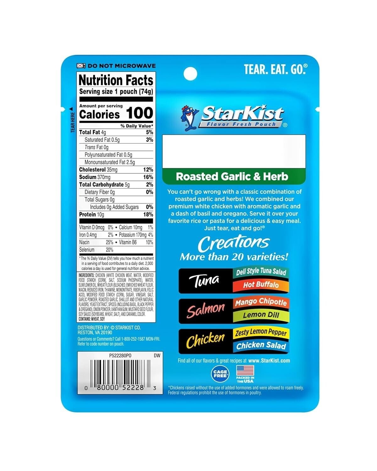 StarKist Chicken Creations Roasted Garlic & Herb - 2.6 Oz Pouch Pack of 12 thumbnail