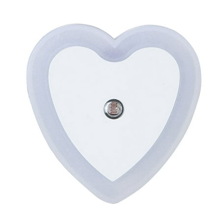 Growsl Night Lights Heart Shape Plug-in Intelligent Light Sensor Control LED Night Light Lamp for Bedroom Hallway White